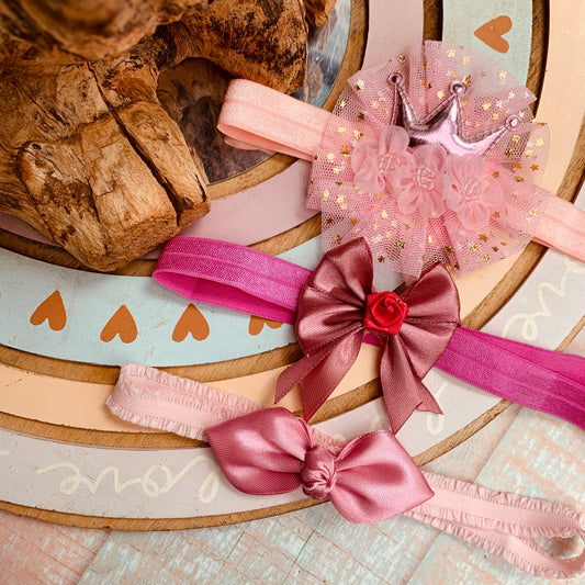 10%OFF Tres Vinchas colores rosa
