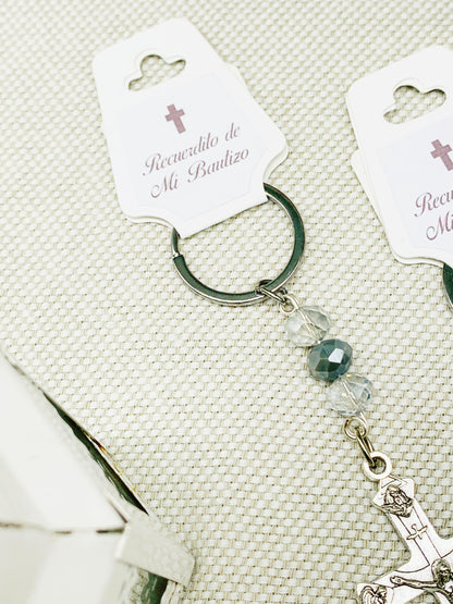 Llavero con cruz y pedrería