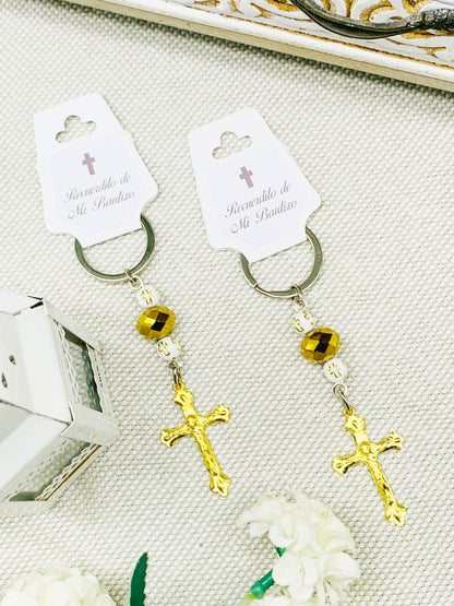 Llavero con cruz y pedrería Modelo 2