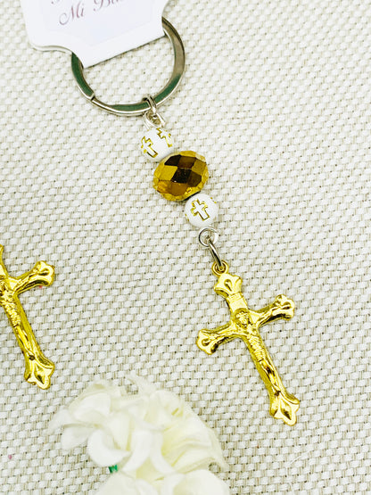 Llavero con cruz y pedrería Modelo 2