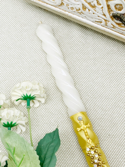 Candela torneada dorada