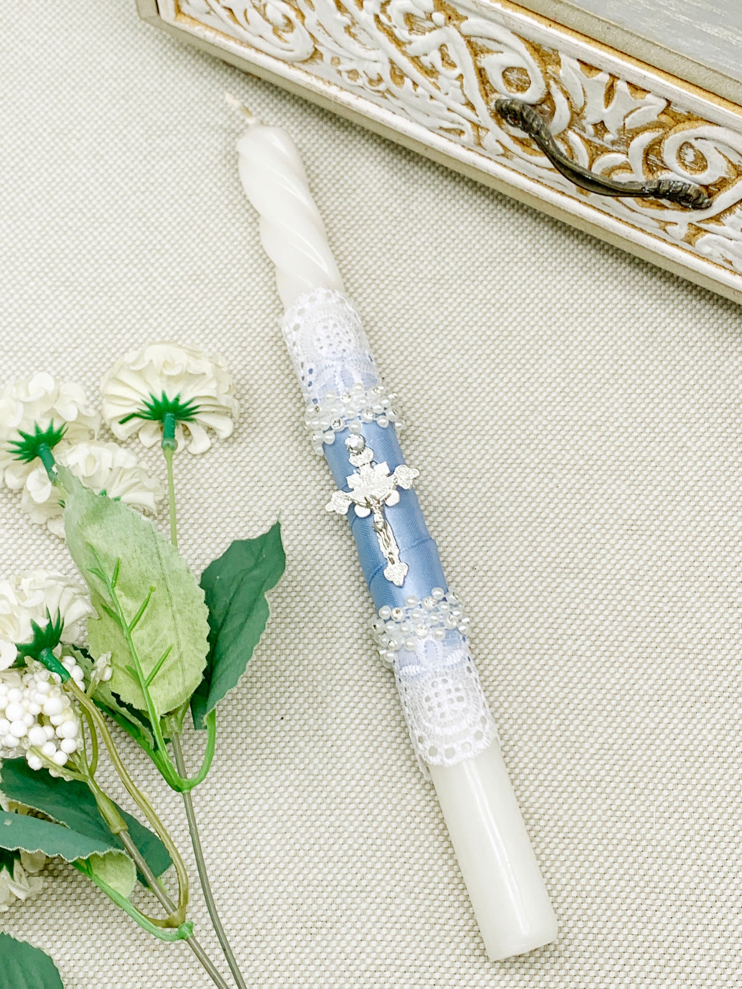 Candela torneada azul