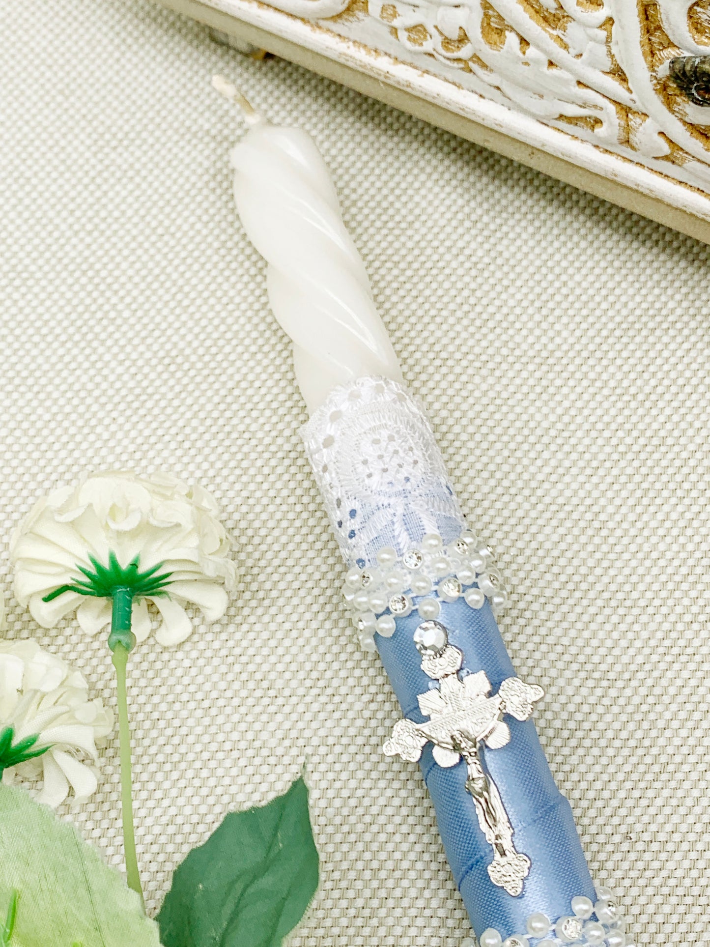 Candela torneada azul