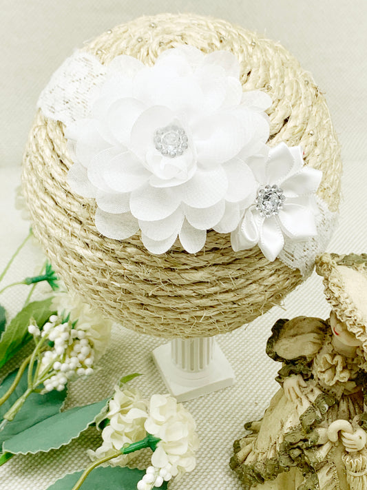 Vincha de banda ancha doble flor