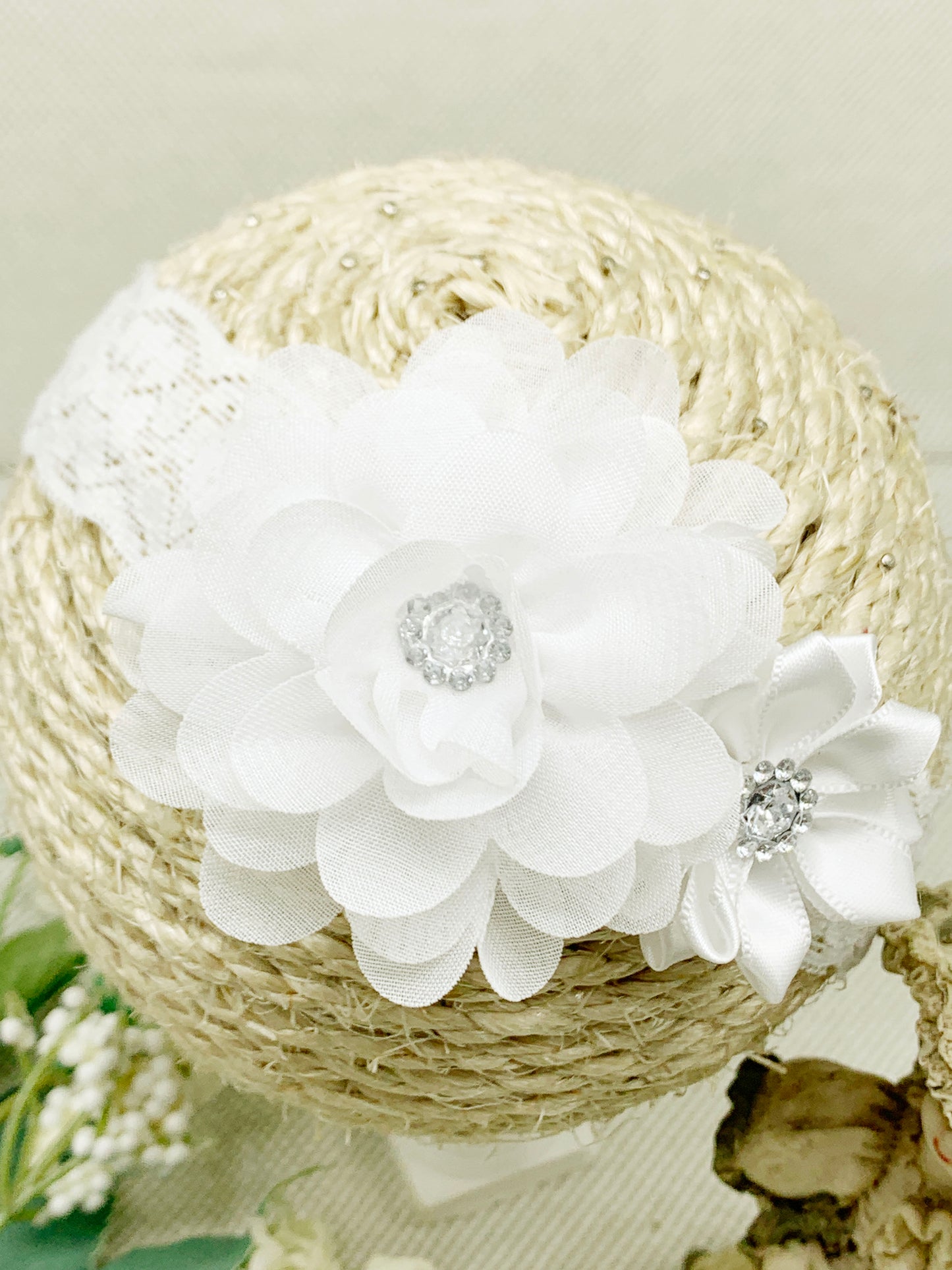 Vincha de banda ancha doble flor