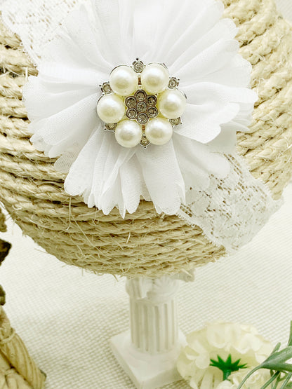 Vincha de banda ancha con flor espiral