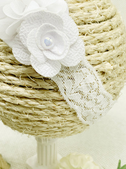 Vincha de banda ancha con flor redonda