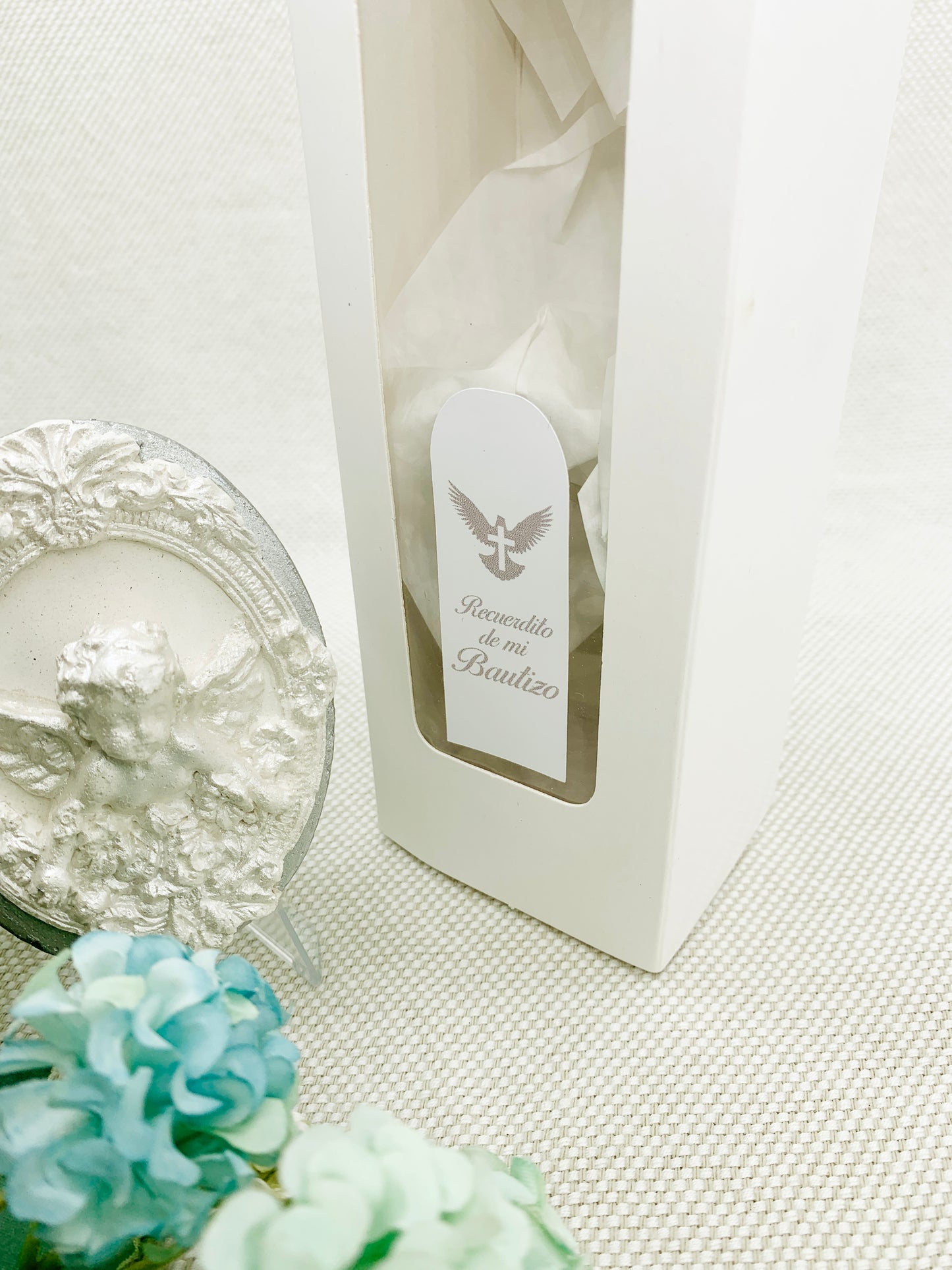 Recuerdito placa ángel de la guarda acabado perla