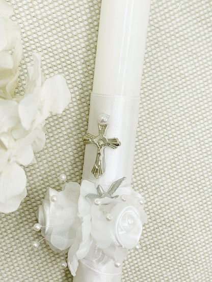 Candela torneada con par florecitas