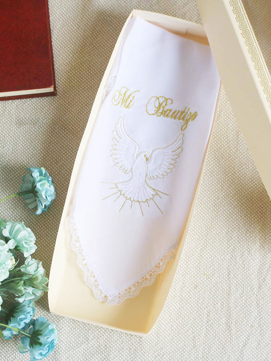 Pañito Docoma Espíritu Santo opción de color dorado o plateado
