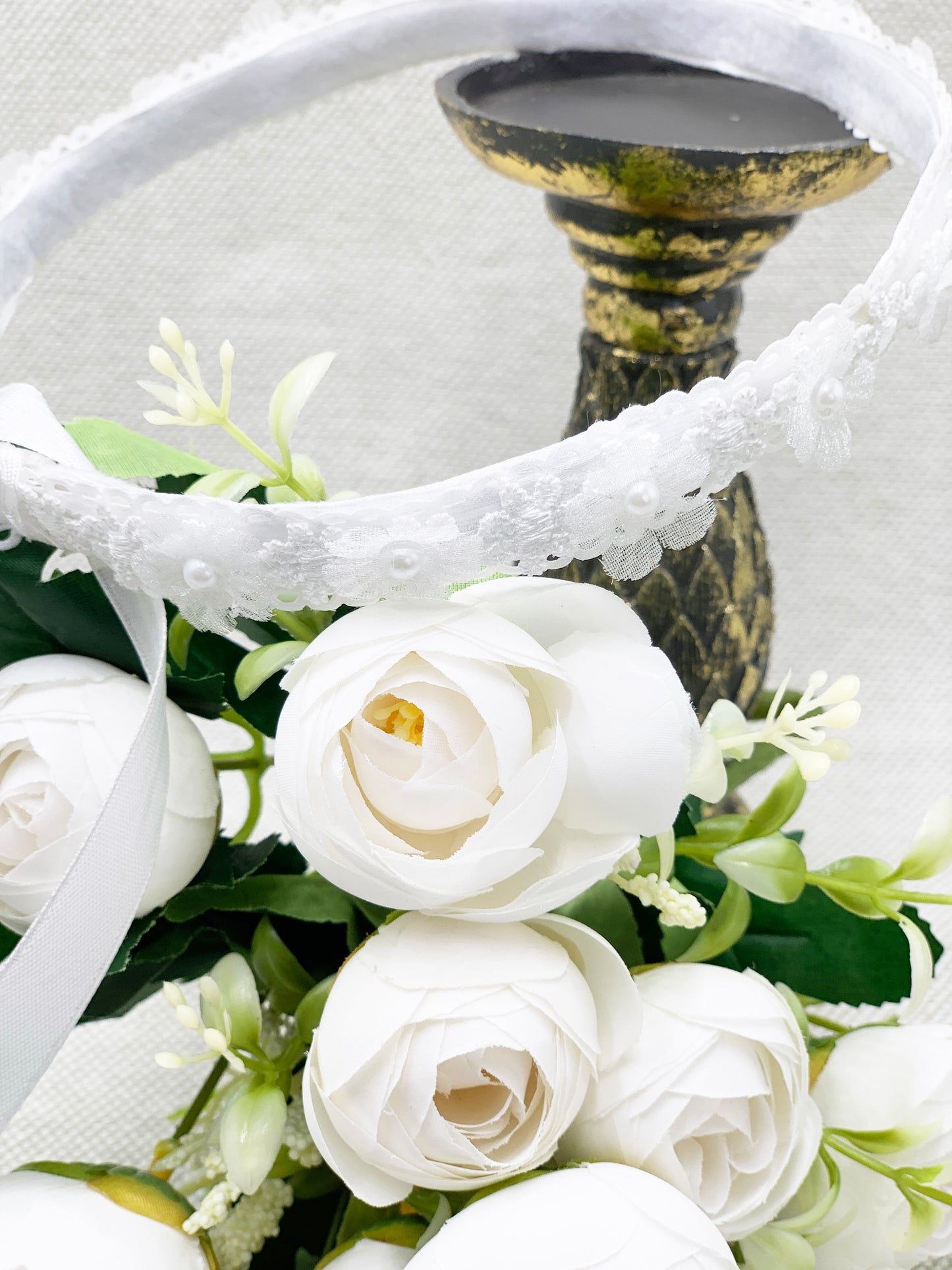 Corona perlitas encaje floreado