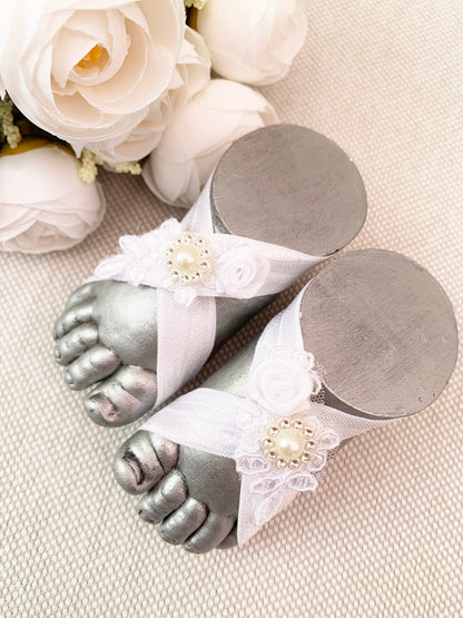 Pies descalzos  con encaje bordado