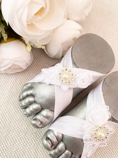 Pies descalzos  con encaje bordado