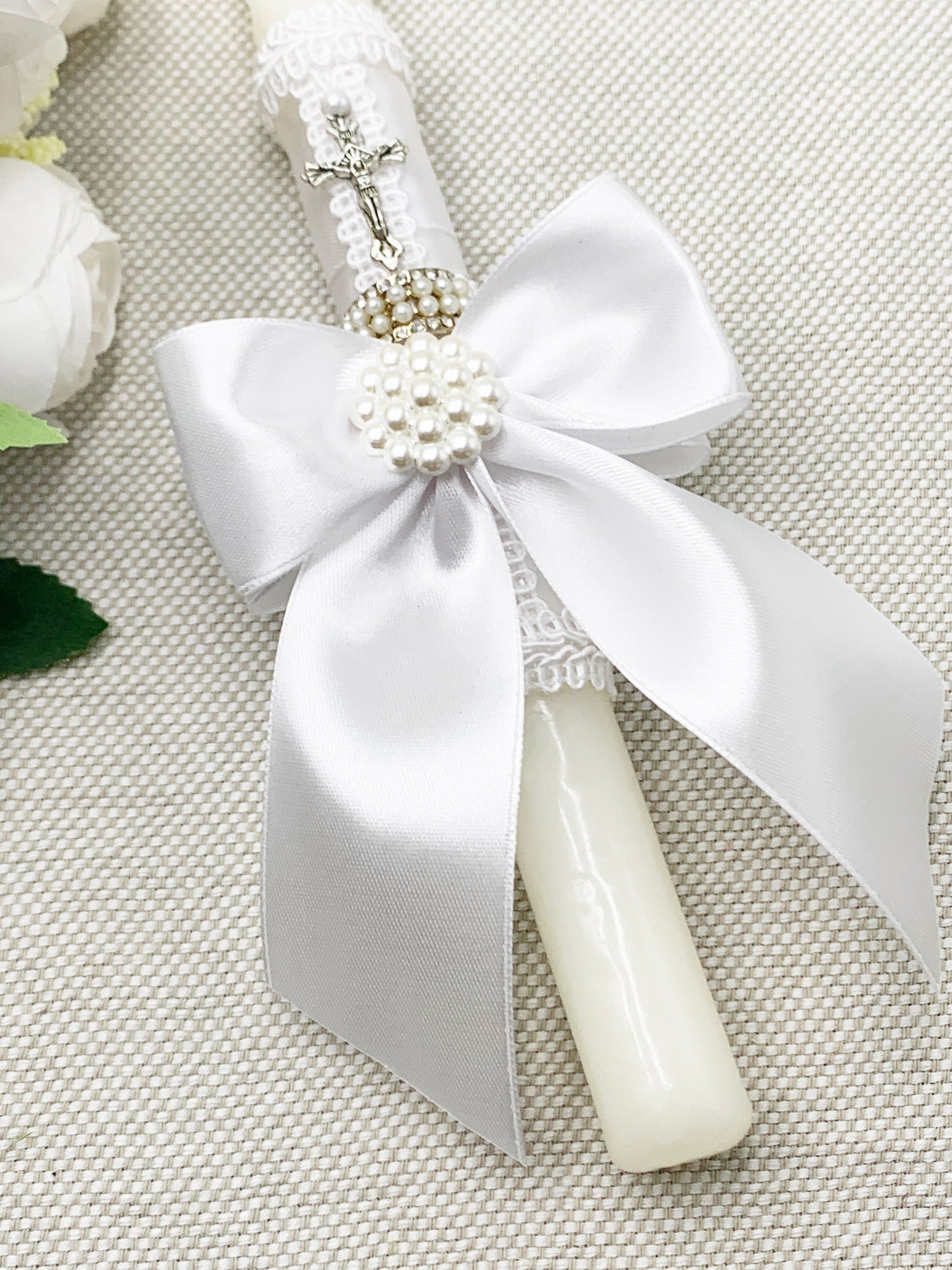 Candela torneada blanca lazo