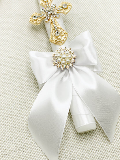 Candela con tonos champagne dorado