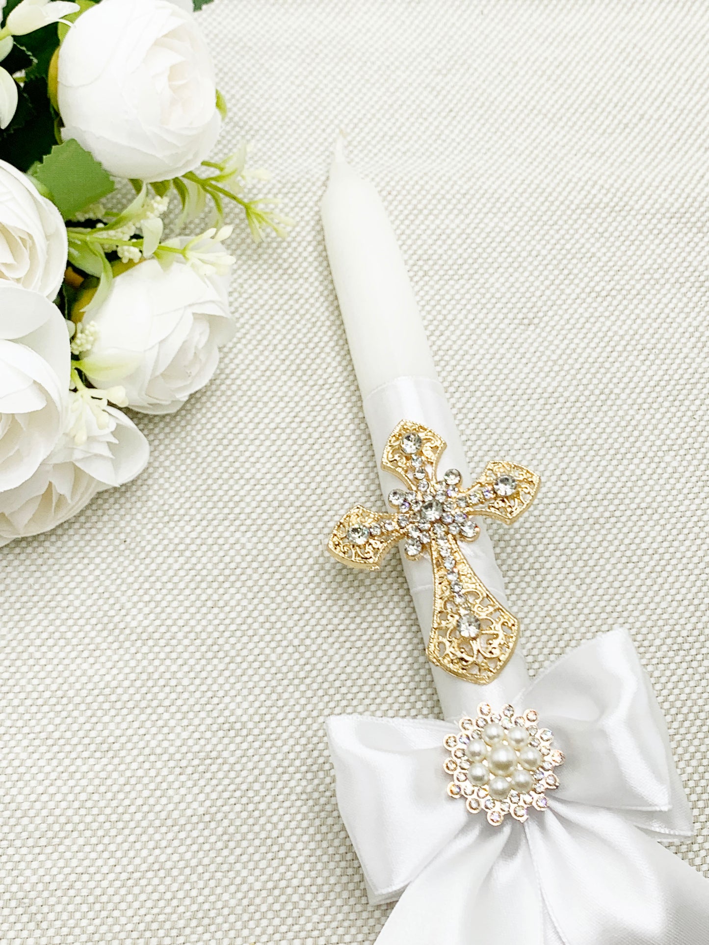 Candela con tonos champagne dorado