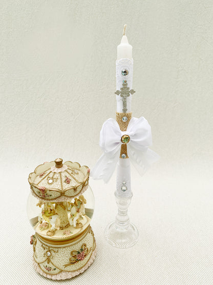 Candela Delgada Blanca con yute