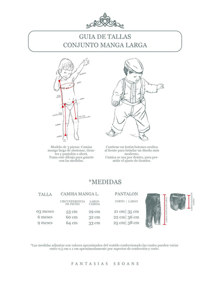 10%OFF Traje Filipina 2 piezas cuello chino manga larga