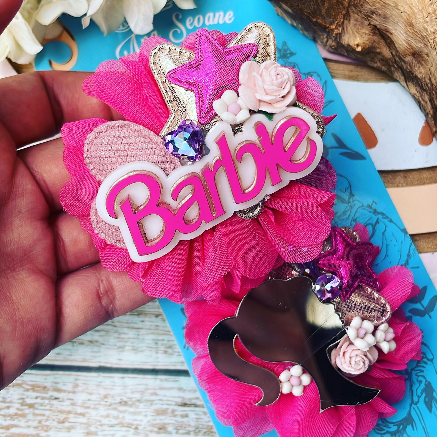 Par de Lazos temático Barbie fucsia