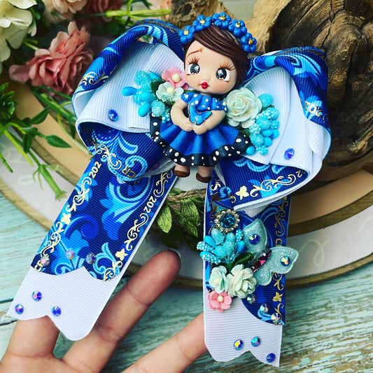 Lazo patriótico con diseño típico tonos azules