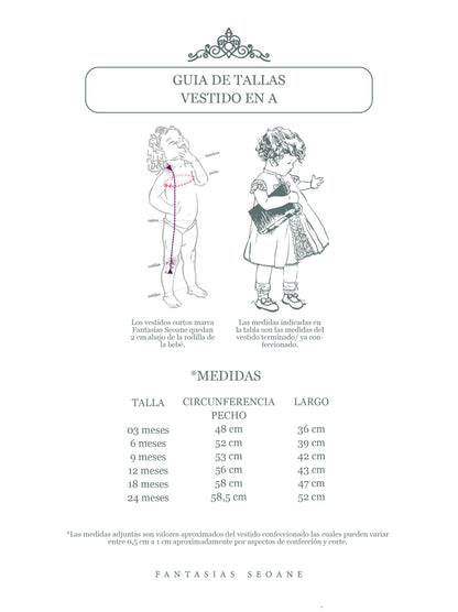 Vestido en A con tira bordada cinta blanca
