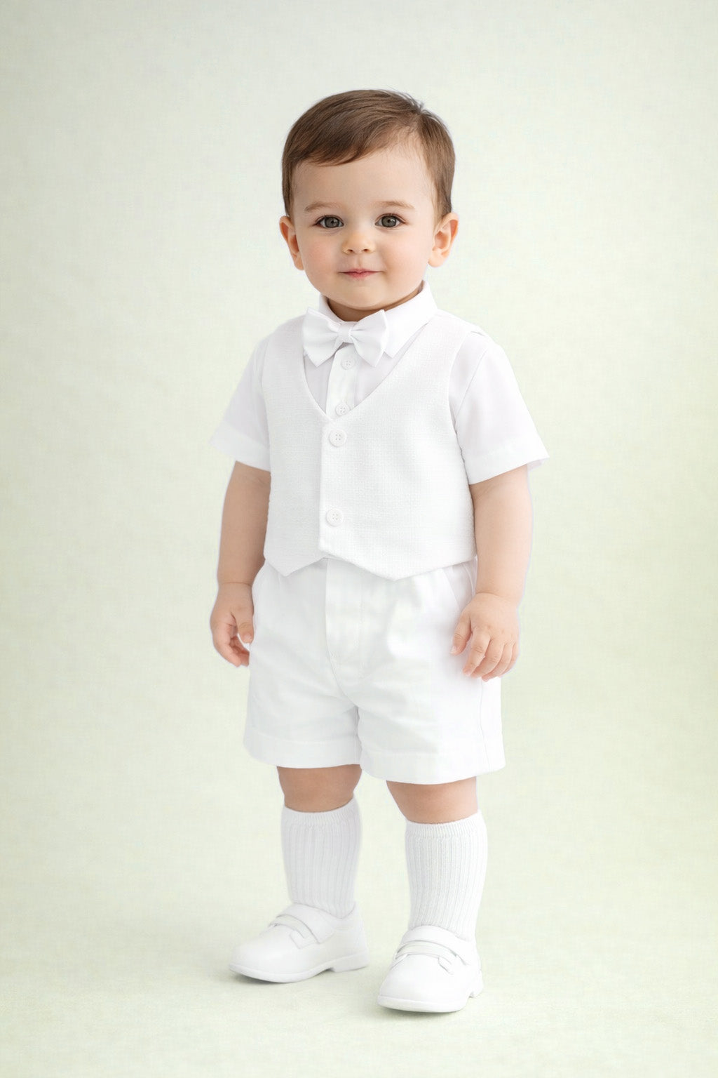 Traje con chaleco labrado con puntos estilo pantalón o short