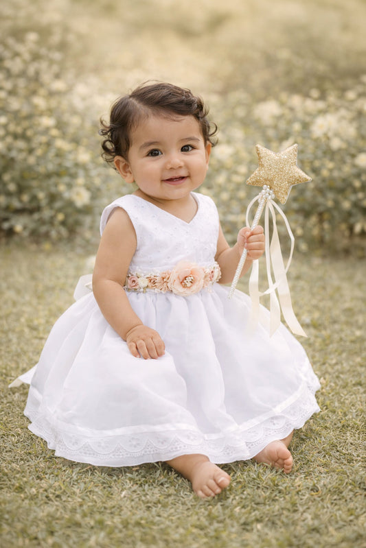 Set de Vestido 3 piezas desmangado con librete + cinturón + calzoncito. Colección palo rosa Estilo 2