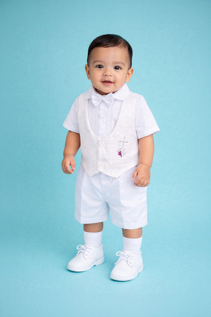 Traje tradicional 3 piezas labrado piel de elefante bordado cruz estilo short