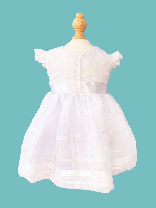 Vestido media manga y encaje centro