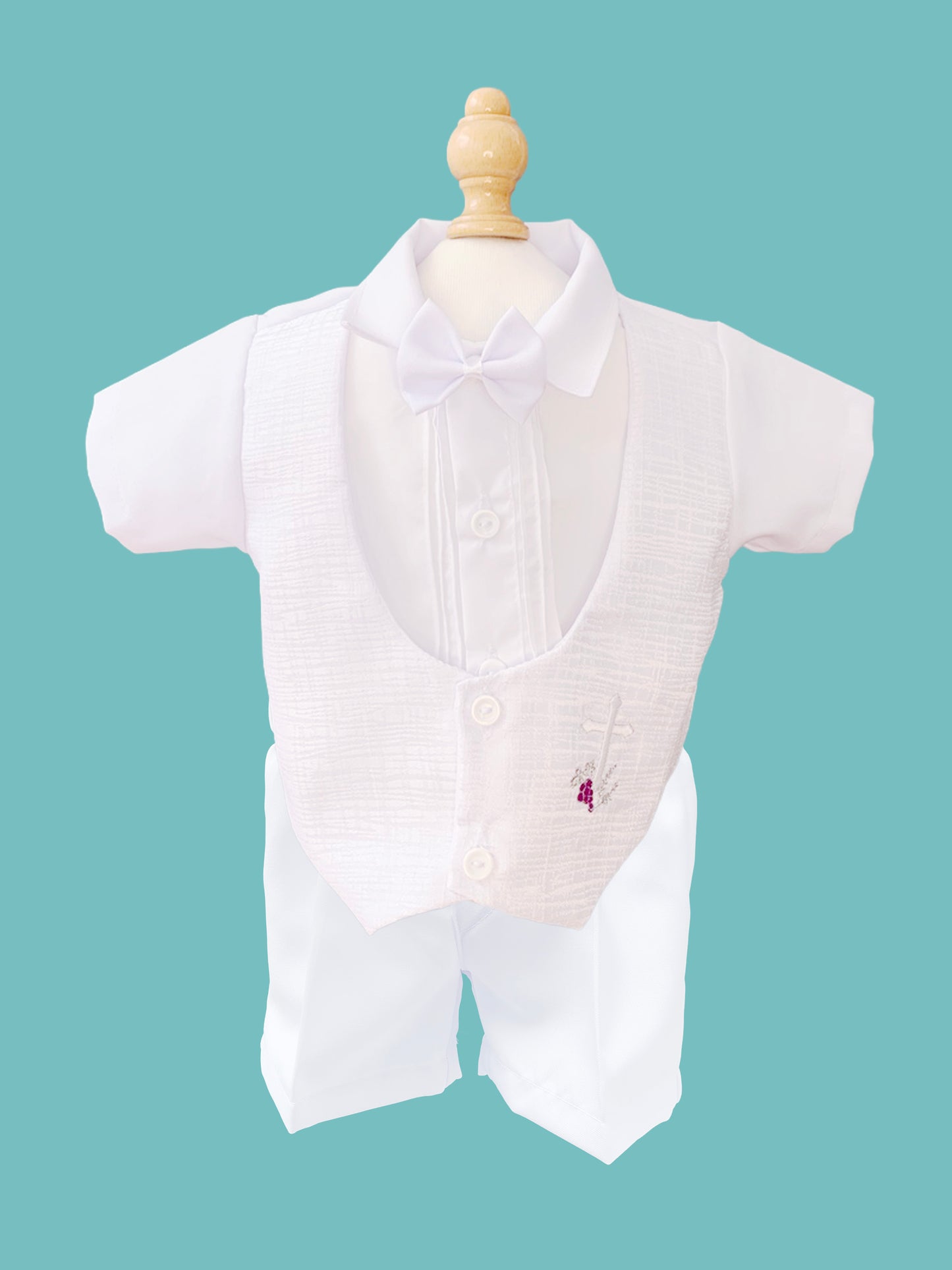 Traje tradicional 3 piezas labrado piel de elefante bordado cruz estilo short