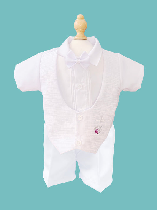 Traje tradicional 3 piezas labrado piel de elefante bordado cruz estilo short