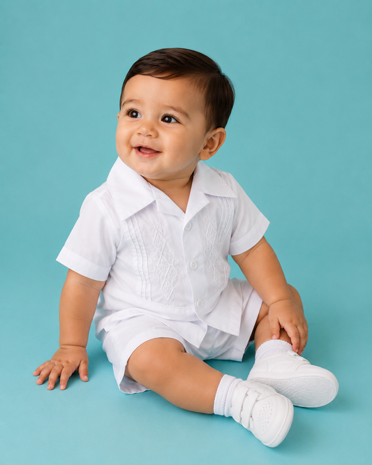 Guayabera para Bautizo polo estilo en pantalón o short