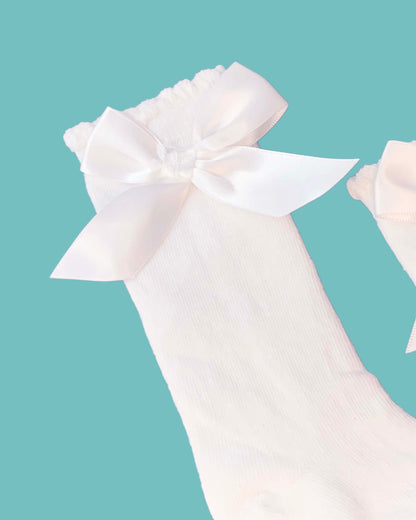 Medias alta con lacito algodón