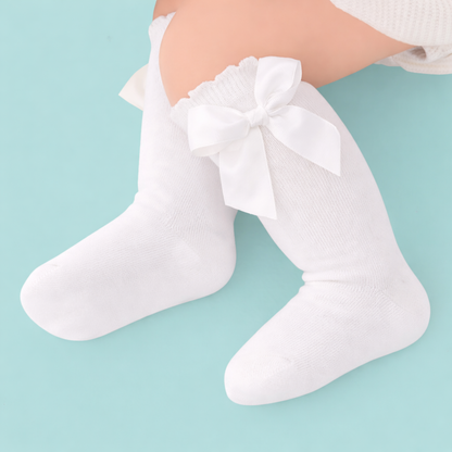 Medias alta con lacito algodón