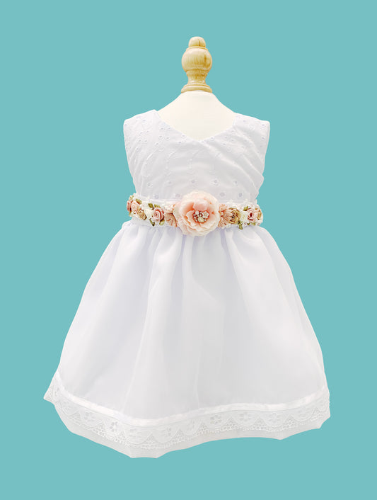 Vestido desmangado con librete + cinturón colección palo rosa Estilo 2