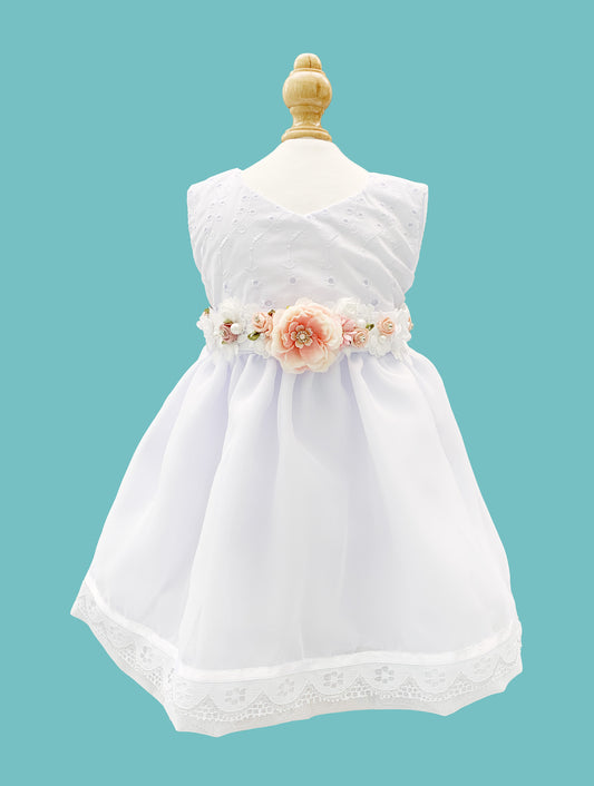 Vestido desmangado con librete + cinturón colección palo rosa Estilo 3