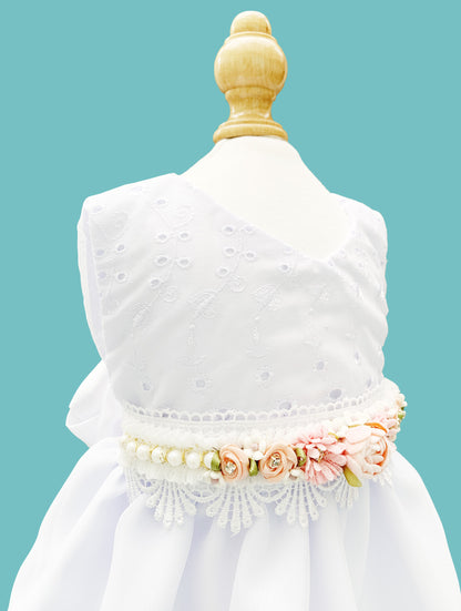 Vestido desmangado con librete + cinturón colección palo rosa Estilo 1