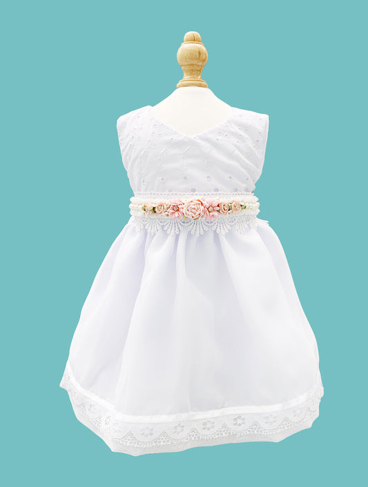 Vestido desmangado con librete + cinturón colección palo rosa Estilo 1