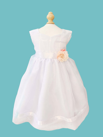 Vestido desmangado con detalle mini rosa pecho cuadriculado