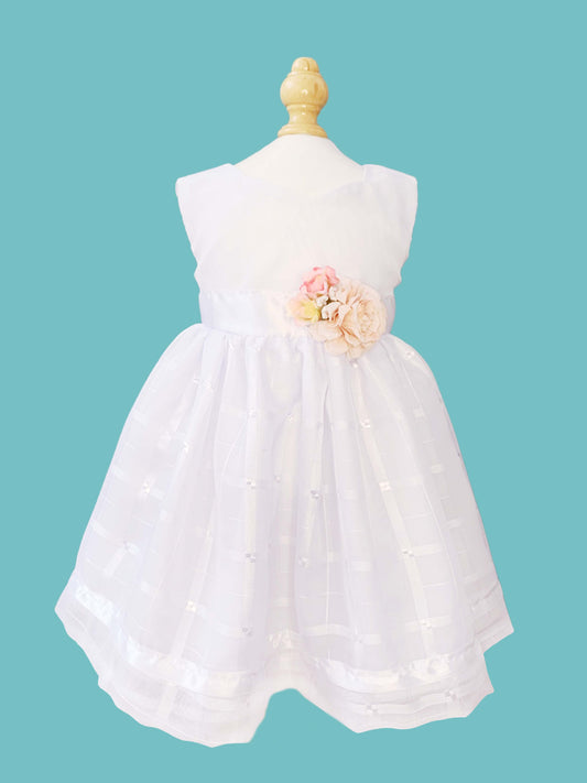 Vestido desmangado con detalle mini rosa falda cuadriculada