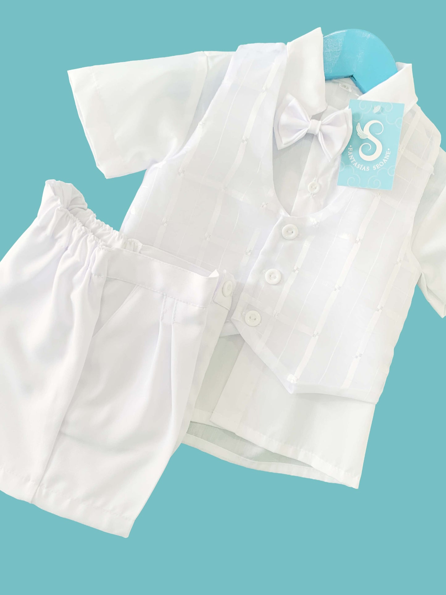OFERTA TIENDA EN LINEA Traje con chaleco cuadriculado estilo short