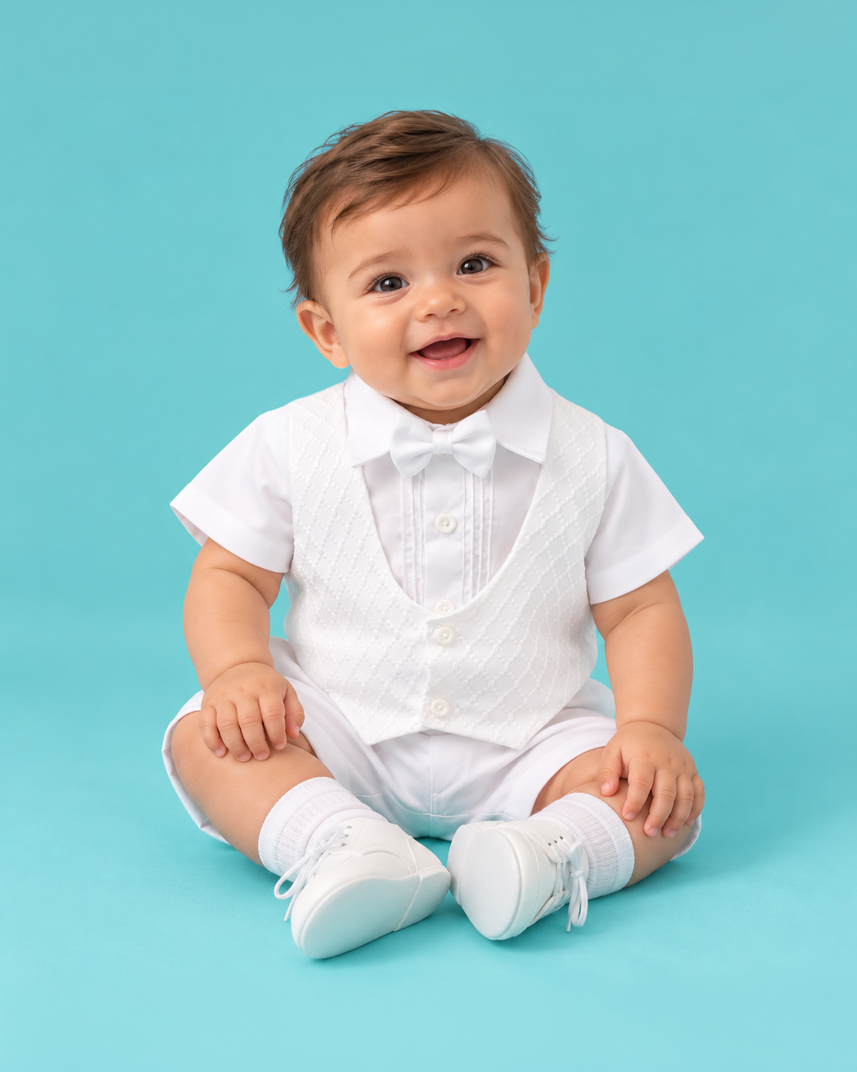 Traje para Bautizo tradicional 3 piezas rombos estilo pantalón o short