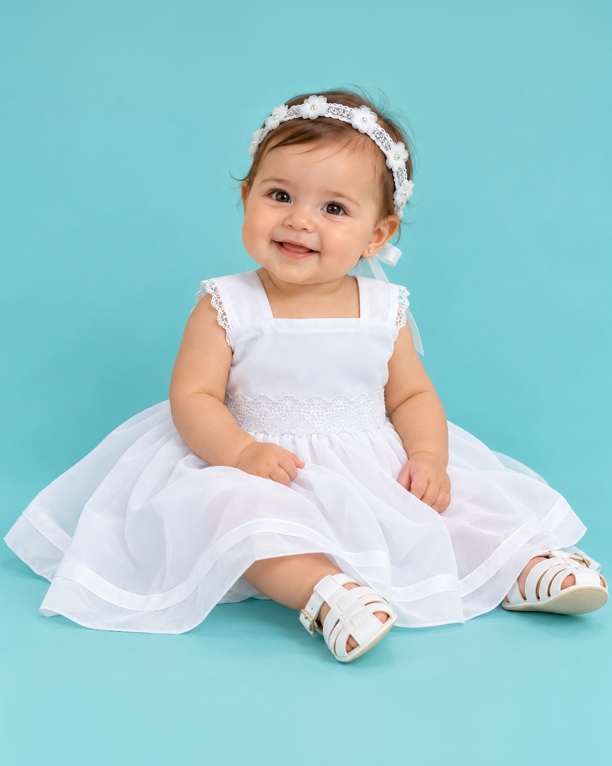 Vestido para Bautizo con tirante grueso modelo 2