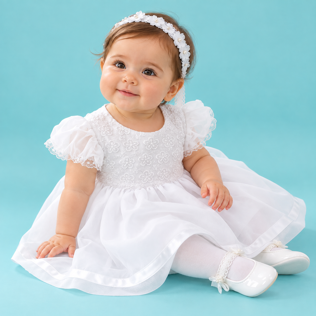 Vestido para Bautizo de manguita bombacha modelo 2