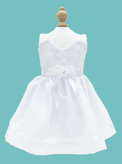Vestido para Bautizo tirantes dobles labrado rosas