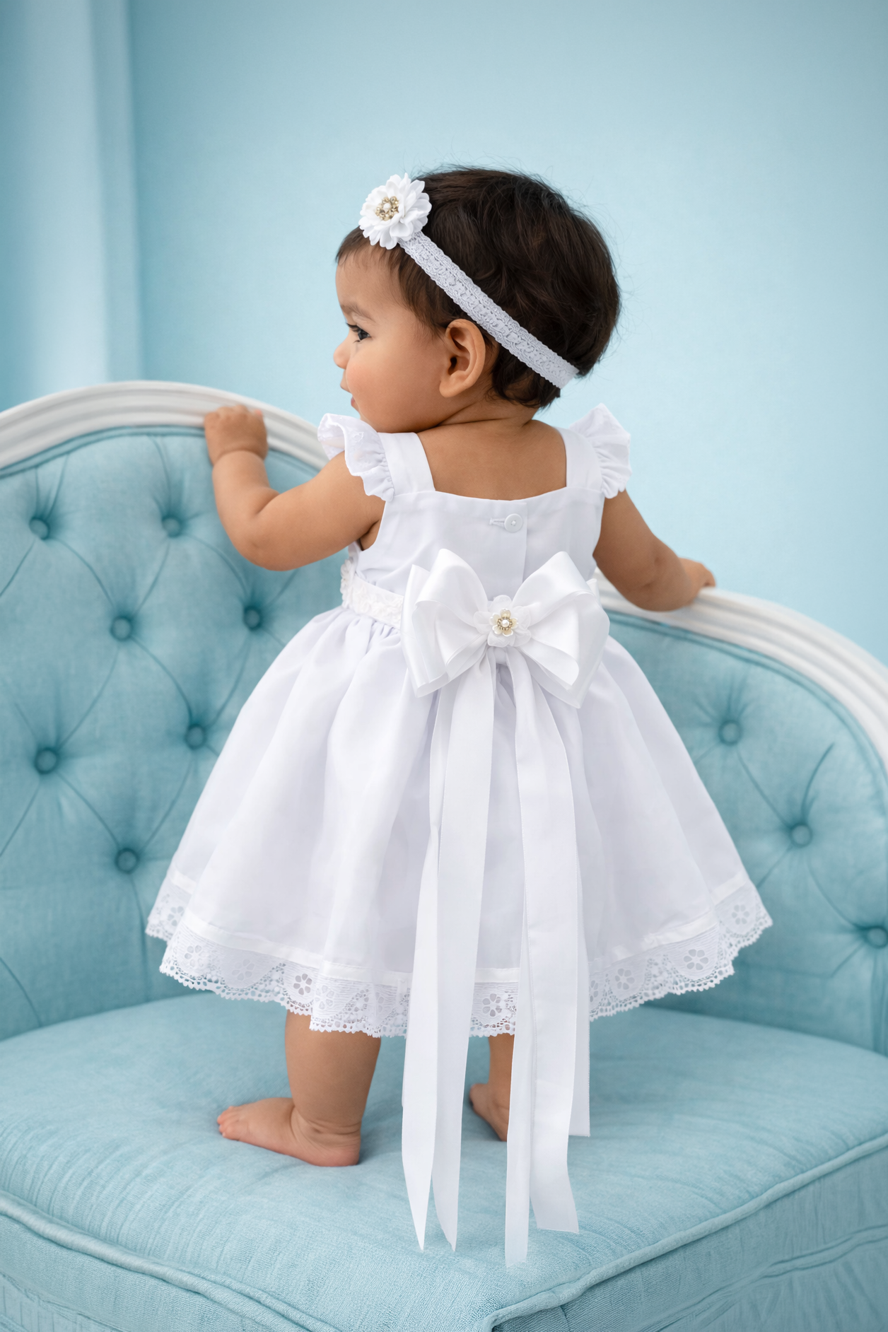 Set de Vestido 3 piezas con tirante grueso vuelito + cinturón + calzoncito. Colección Ángel de la guarda Estilo 4