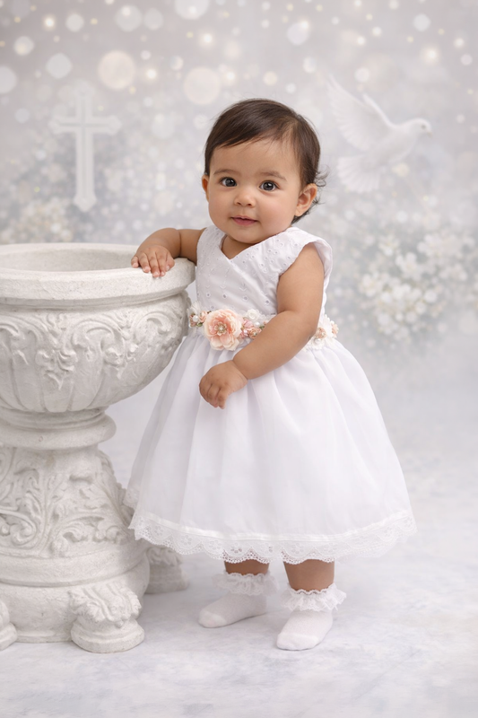 Set de Vestido 3 piezas desmangado con librete + cinturón + calzoncito. Colección palo rosa Estilo 3